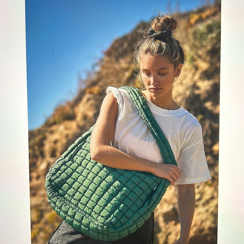 Free People Quilted Shoulder Bag in Jade